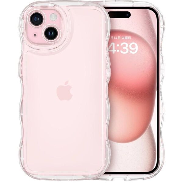 iPhone 15 なみなみ クリアケース 高弾性TPU 耐衝撃 スマホカバー