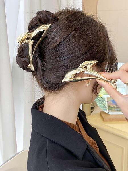 F8440イルカのヘアクリップ レディースクリップ 海豚クリップ