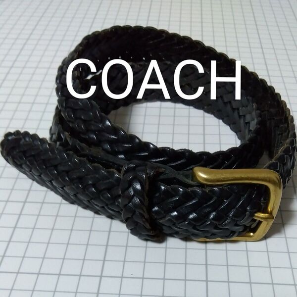 COACH コーチ レザーメッシュベルト 3863 BLACK 75cm