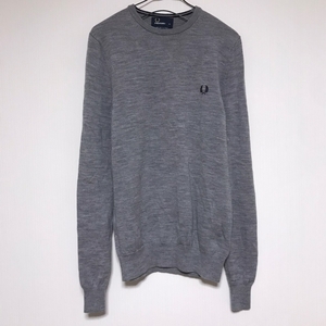 FRED PERRY Fred Perry knitted sweater wool gray embroidery Logo 