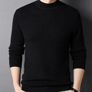 t13【 M 黒 】 ニットセーター スリム メンズ 服 長袖 ニット セーター ハーフタートルネック ゴルフウェア 通勤 通学 40代 50代 60代