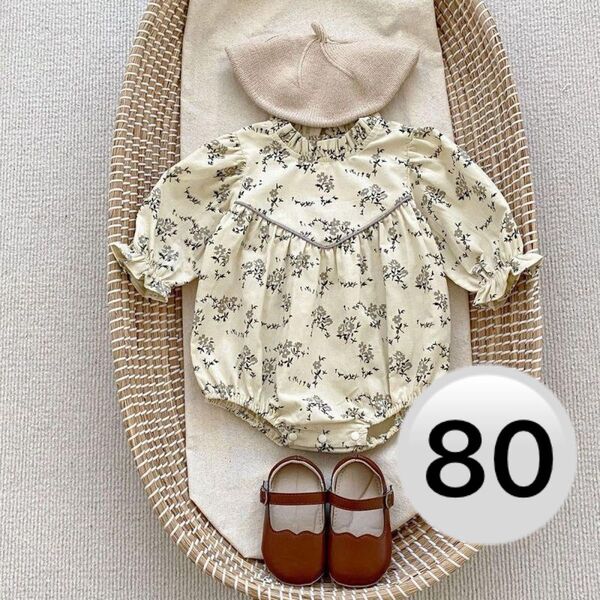 SALE 花柄ロンパース *・゜80サイズ