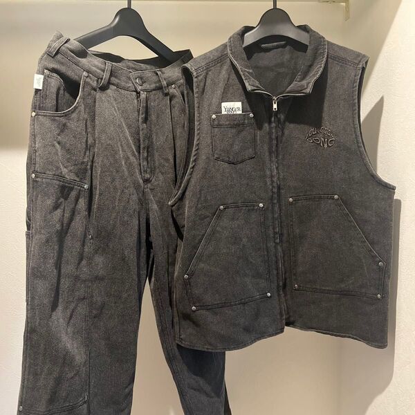 Younger Song duck vest デニム ベスト セットアップ 上下 ワークウェア