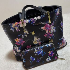 rienda リエンダ 長財布トートバッグセット 花柄 ブラック 即日発送可能