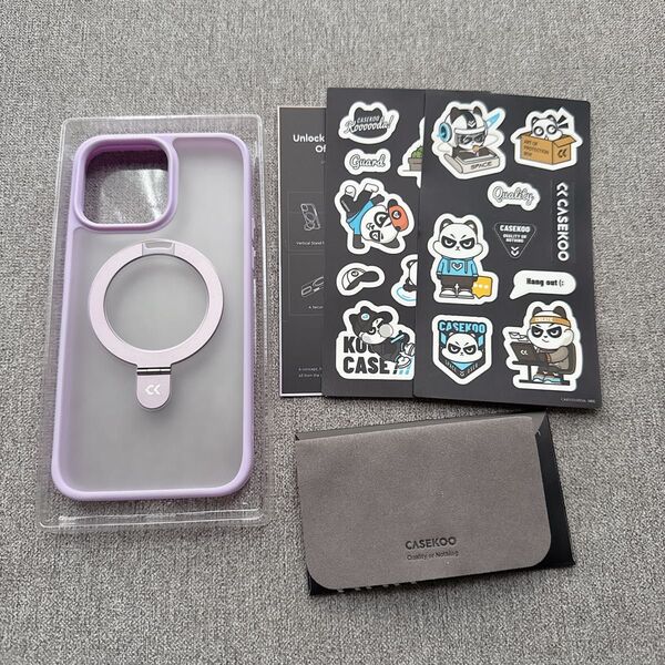 iPhone14ProMax 用 ケース 隠しスタンド ライトパープル CASEKOO