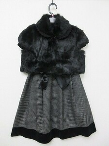 [ new goods unused ] Kumikyoku KUMIKYOKU formal dress ( rabbit fur jacket + One-piece ) set woman .120-130 size black #L22825SSS20