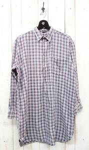 VINTAGE ヨーロッパ古着 ＊Grandpa Shirt　グランパシャツ 　ロングシャツ　 ＊お色　グレー系チェック ＊プルオーバータイプ　43　