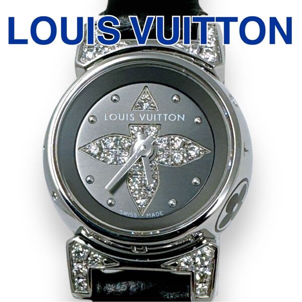ルイヴィトン LOUIS VUITTON タンブール ビジュ Q151K ダイヤ ブラック 黒 クォーツ QZ レディース 時計