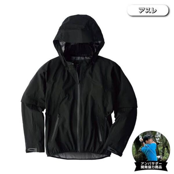 防水 フード伸縮 イナレム PREMIUM WORKMAN ブラック M ランニング 登山 通勤 通学
