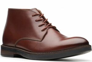 CLARKS 25.5cm/8.5 ブーツ チャッカ マホガニー ブラウン レザー 革 チェルシー レースアップ ビジネス ローファー スニーカー ZZZ77