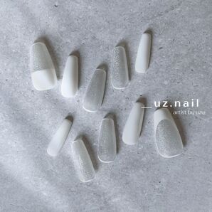 #22 完成品・現品ネイルチップ シンプルネイル|大人ネイル|上品ネイル|フレンチネイル|囲みラインネイル|マグネットネイル