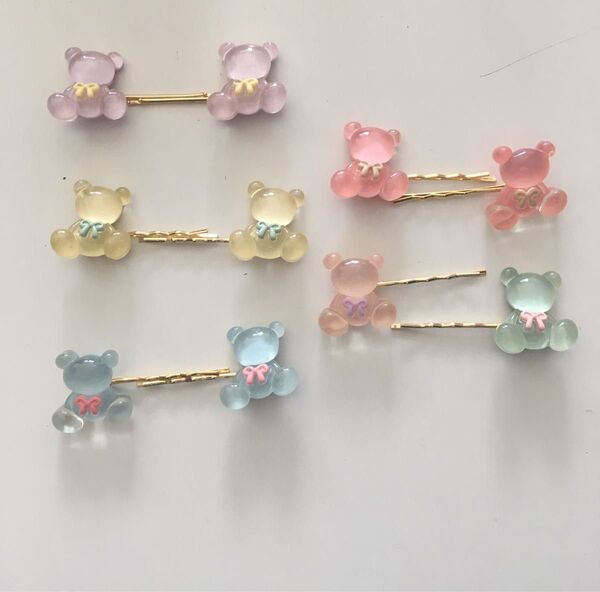 未使用 ヘアピン ベア くま セット パステルカラー ヘアアクセサリー