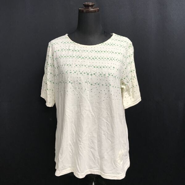 タグ付新古品★ノースオブジェクト/north object de petit...★半袖Tシャツ【レディースL/アイボリー×緑/ivory×green】Tops◆BH753