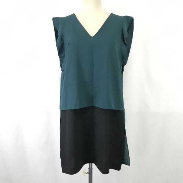 YECCA VECCA/イェッカ ヴェッカ★ノースリーブワンピース【FREE/レディースM程度/black×green/黒×緑】dress/Tops/Shirts◆BH719