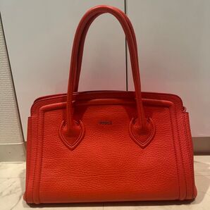 極美品フルラ FURLA トートバッグ COLLEGE カレッジ オレンジ A4可