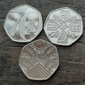 3種類 エリザベス女王 新デザイン イギリス 英国 本物 50ペンス コイン イギリス 英国 コイン