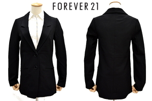 L-1121★送料無料★新品同様 超美品★Forever21 フォーエバー21★オールシーズン対応 ブラック黒色 ストレッチ素材 ジャケット ブレザー Ｓ