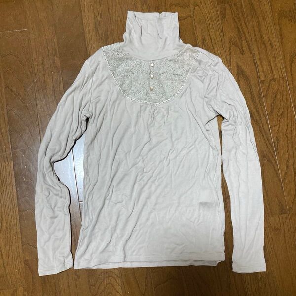 長袖カットソー タートルネックレディース L 首元デザイン 新品未使用品 伸縮性、肌触りが良い タートルネックカットソー