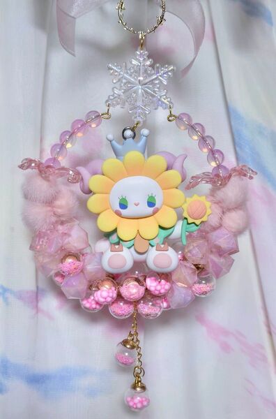 リース ピンク アクリルビーズ ハンドメイド