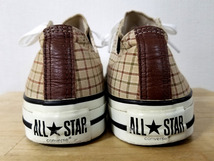 即決で送料無料 希少モデル 良好 90s 日本製 converse ALLSTAR コンバース オールスター チェック柄 × レザー 茶 ベージュ US5 23,5cm_画像4