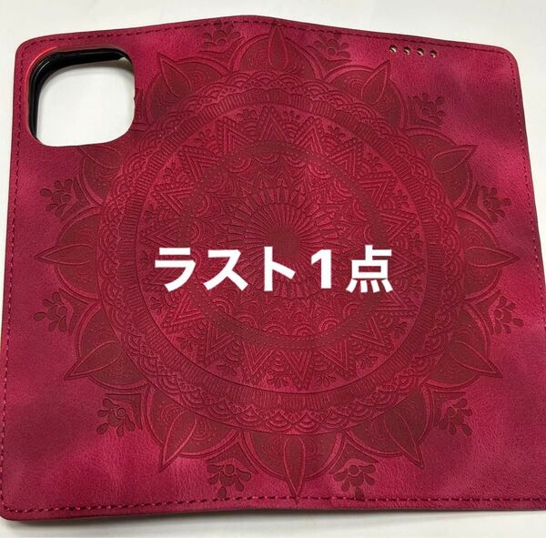 ラスト1点 大幅値下げ 1点のみ 携帯ケース iPhone15 ワインレッド 磁石接着 軽い おしゃれ カード入れ2箇所 メモ入れ