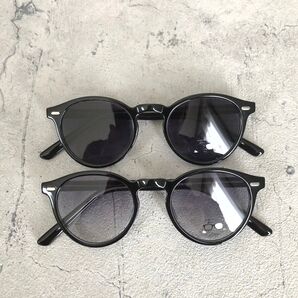 ボストン型 調光サングラス(ブルーライトカット)ブラック(クロエキス)×L.スモークハーフ(スモーク) アジアンフィッティング