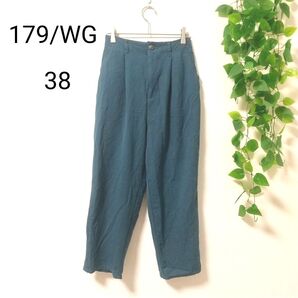 179/WG NICOLE CLUB イージーパンツ 【38】 タック グリーン レディース パンツ 古着