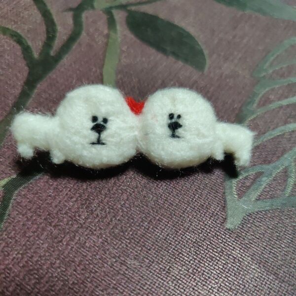 羊毛フェルト ハンドメイド ごっつんこハート ビションフリーゼ