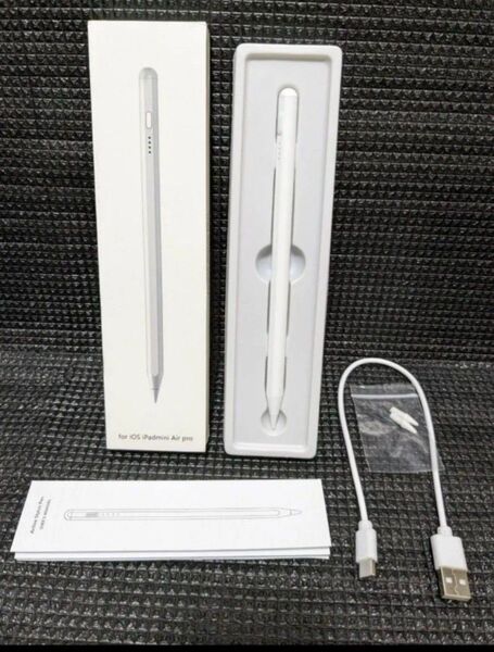 iPad Pro/mini/air用 充電式スタイラスペン タッチペン タッチ式 アルミ合金製 Type-C 白
