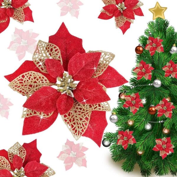 ポインセチア クリスマス 飾り ツリー オーナメント 4個セット クリスマスツリー