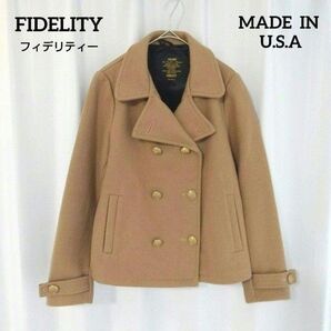 FIDELITY★フィデリティー★アメリカ製★モカベージュ★暖かい ウール メルトン ジャケット Pコート