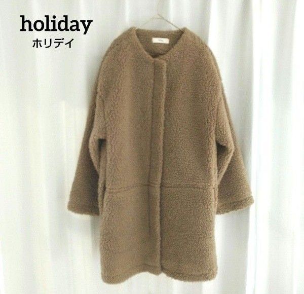 holiday★アンティローザ★モコモコ★ノーカラー ボア★テディベアコート