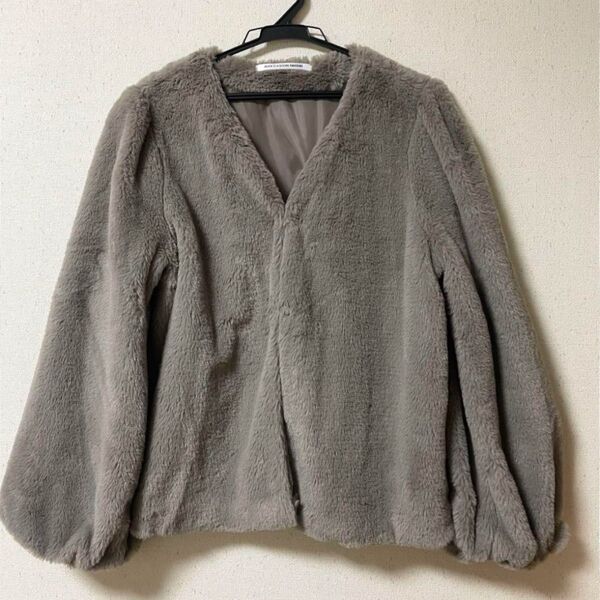 RAY CASSIN FAVORフェイクファーノーカラー ジャケット ファーコート