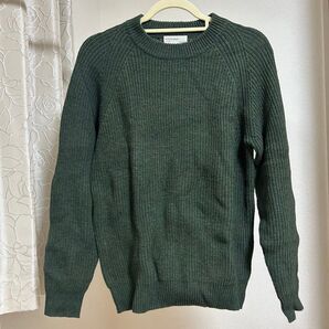 バックナンバー ニット セーター クルーネック 長袖 秋冬 グリーン メンズ