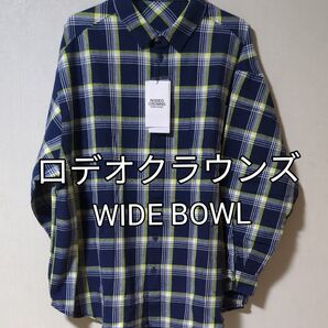 新品タグ付き RODEO CROWNS チェック柄 長袖シャツ フリーサイズ ネイビー