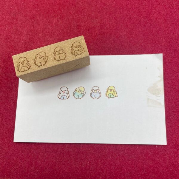 小鳥2マスキングテープ風スタンプ はんこ