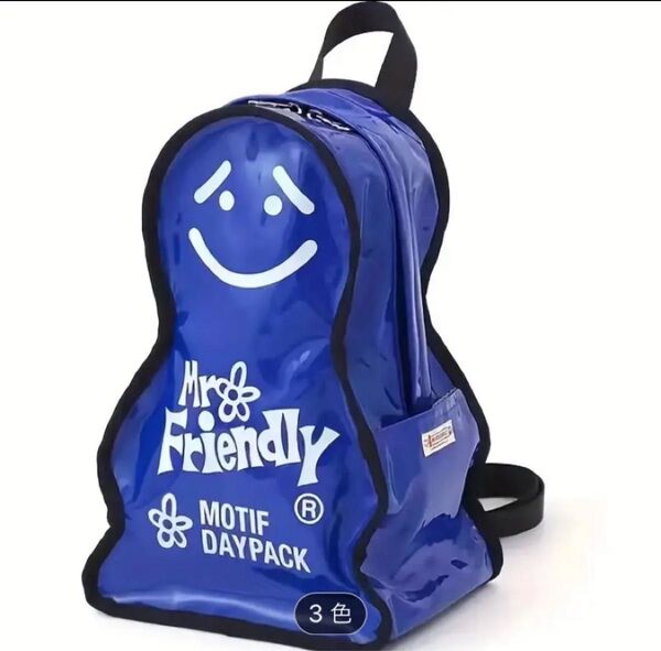 【ミスターフレンドリー】FR.モチーフエナメルデイバック リュック ブルー