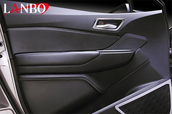 LANBO レザードアパネル C-HR 前期/後期 ブラックレザー×シルバーステッチ 6ピースセット LDP-CHR-SI
