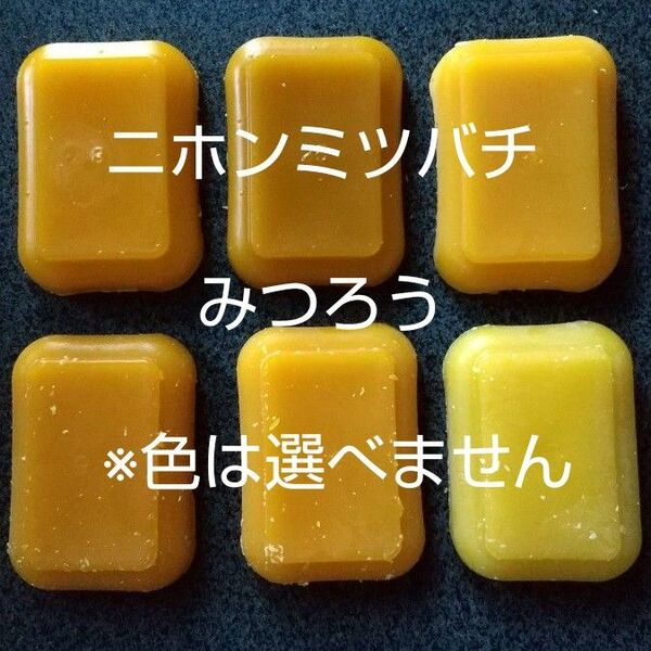 日本ミツバチの蜜蝋(みつろう) 約5g×6個