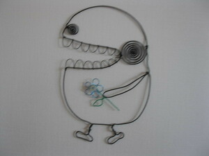 パックン　男の子　ワイヤーアート　ワイヤークラフト　ハンドメイド　針金細工　壁飾り