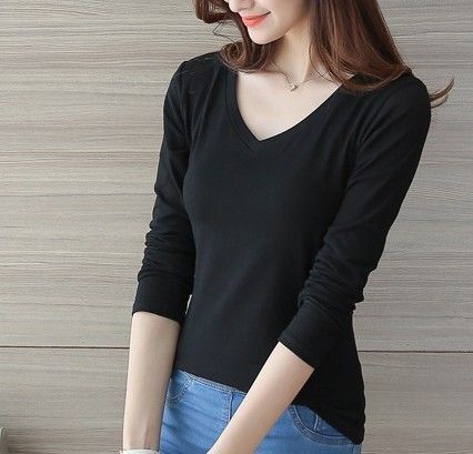 Vネック レディース 長袖 トップス カットソー カジュアル Tシャツ