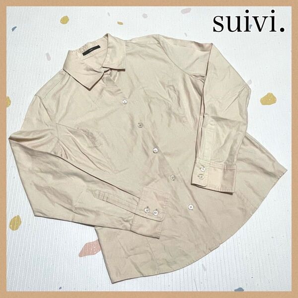 【suivi.】 スイヴィ 長袖シャツF アイボリー 襟シャツ 無地 Yシャツ