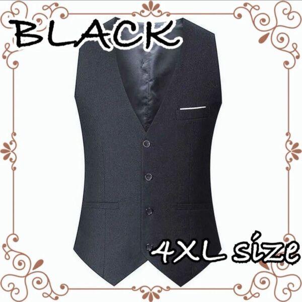 4XL 黒 ベストセレモニー スーツ フォーマル 結婚式 ビジネス 紳士 成人式