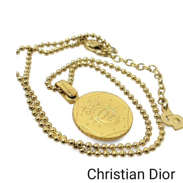 【希少】Christian Dior ネックレス コイン CD ゴールド