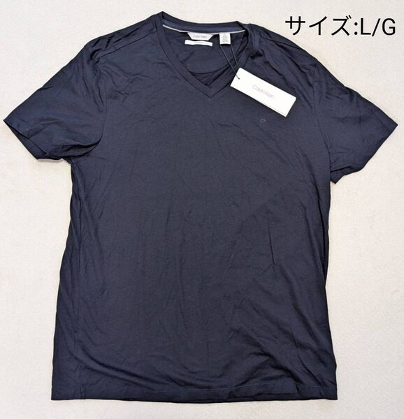 ☆新品・未使用☆Calvin Klein ネイビー Vネック Tシャツ L/G