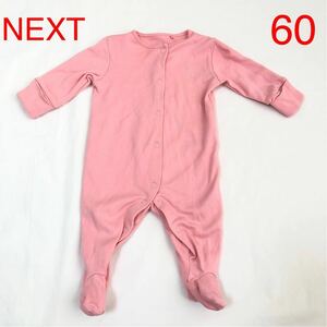 next ネクスト 足付き 長袖 カバーオール 3mths 60 女の子 送料185円 ピンク きりんさん ロンパース ベビー服 子供服 かわいい 出産準備