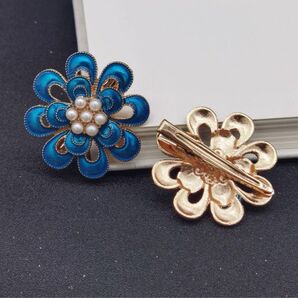 ヘアピン花クリップアクセ青中華デザインシノワズリコスプレチャイナ華やか豪華派手髪