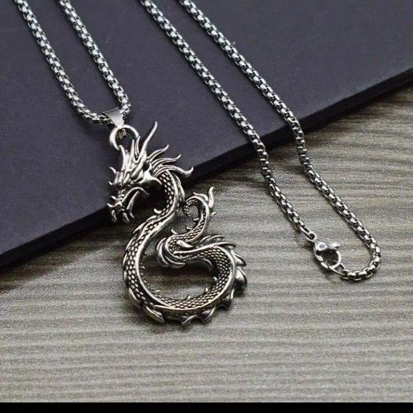 No.23 新品 メンズ ネックレス ドラゴン シルバー 龍 ストリート系