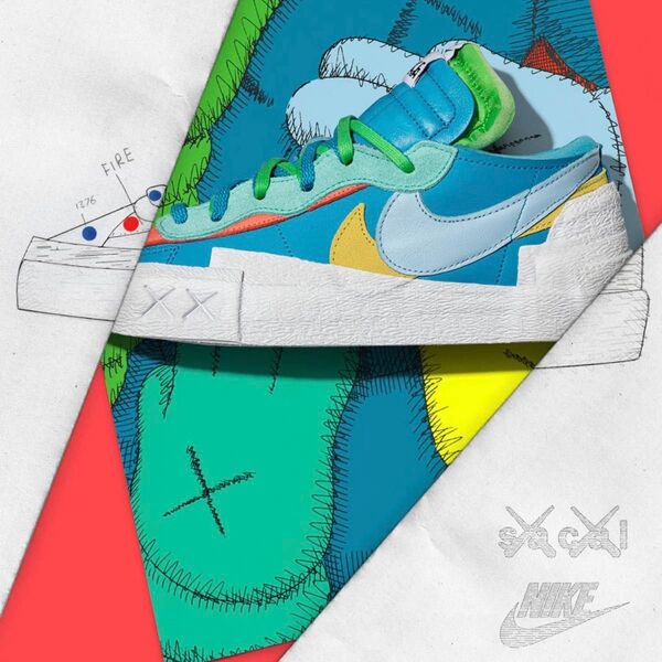 新品 sacai × KAWS × NIKE BLAZER LOW "NEPTUNE BLUE" 27cm ブレーザー 国内正規品