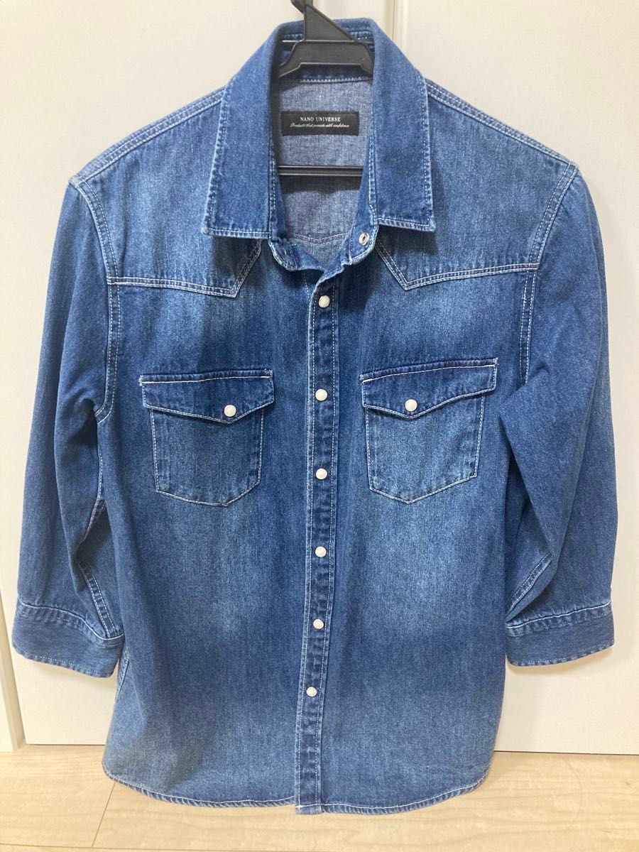 NANO universe デニムシャツ 7分袖　ナノユニバース